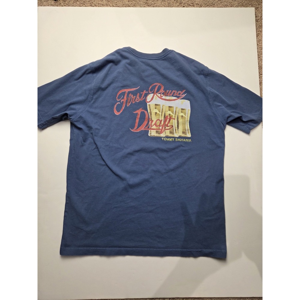 TOMMY BAHAMA Blue "First Round Draft" Medium Weight T-Shirt‎ SZ Medium